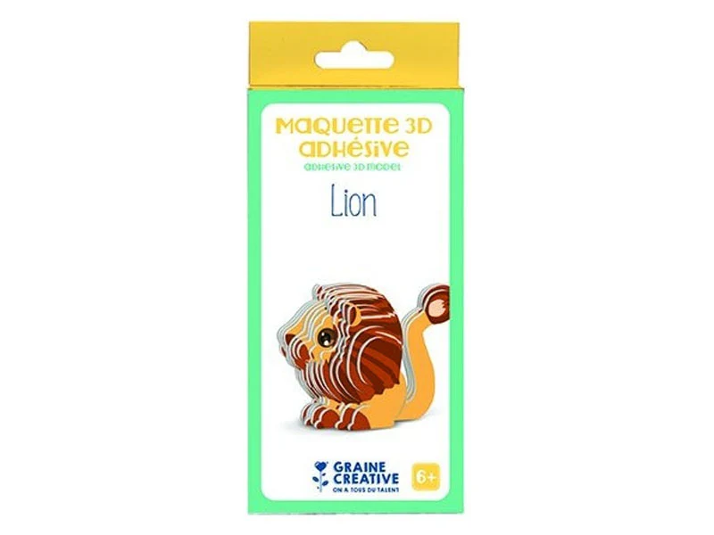 Maquette adhésive en carton 3D - Lion