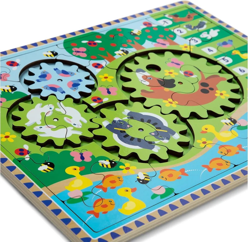 Animal Chase I-Spy Wooden Gear Puzzle