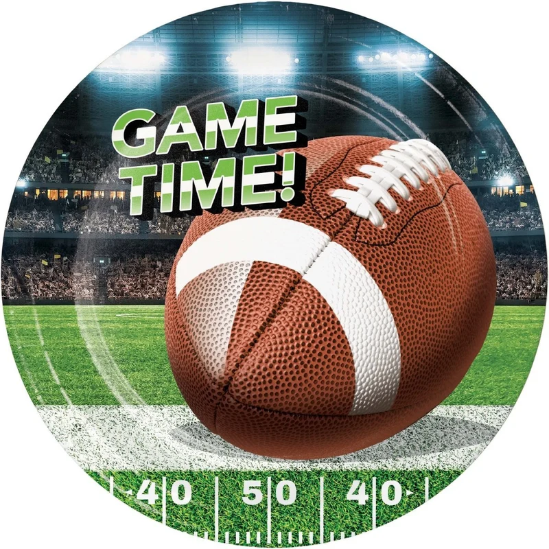 Fan Zone Large Round Lunch Paper Plates, 8.75 Inches, 8 Count