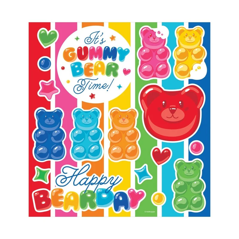 Gummy Bear Bash Birthday Vinyl Stickers, 17 Count