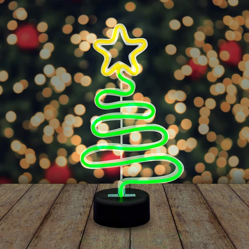 Festive Neon Christmas Tree Light