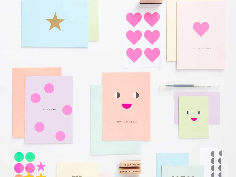 Set de cartes et enveloppes B6 - Rainbow pastel