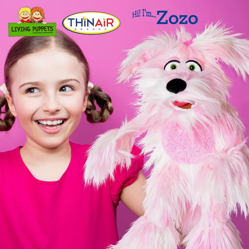Living Puppets 20-Inch Plush Pink Dog Puppy Hand Puppet