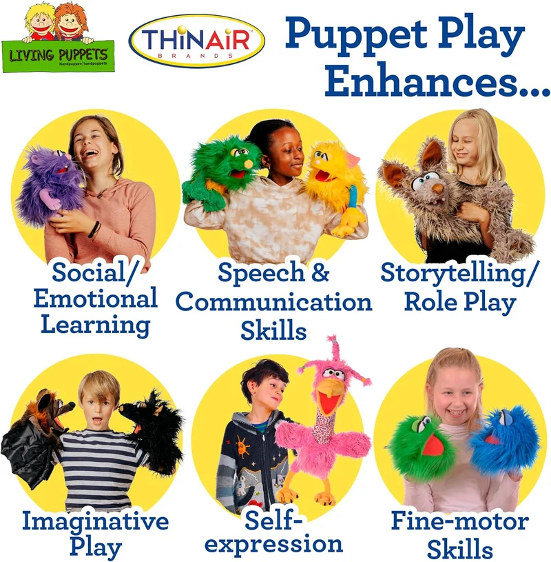 Living Puppets: Fizz The Blue Dog - 18" Plush Hand Puppet