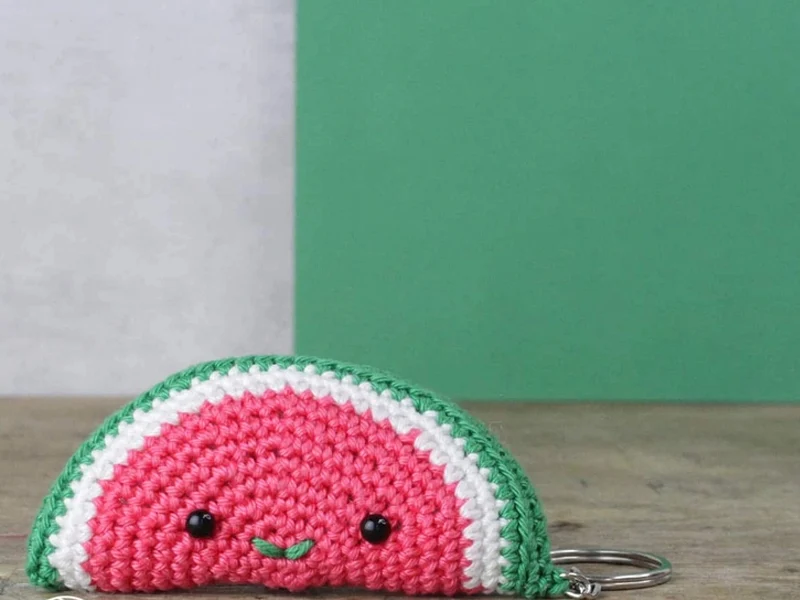 Kit crochet - Pendentif sac / porte clé - Pastèque