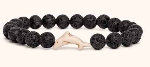 Lava Stone Dolphin Bracelet