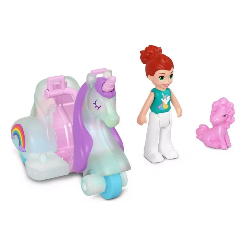 Pollyville Micro Doll with Car & Pet Playset