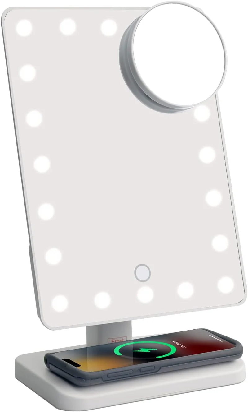 Glam Studio Vanity Mirror and Bluetooth Speaker-White