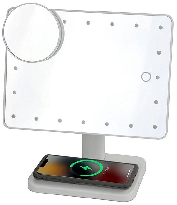 Glam Studio Vanity Mirror and Bluetooth Speaker-White