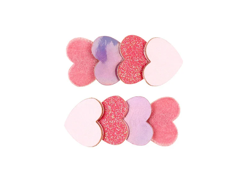 Lot de 2 Barrettes Samantha - Coeurs roses