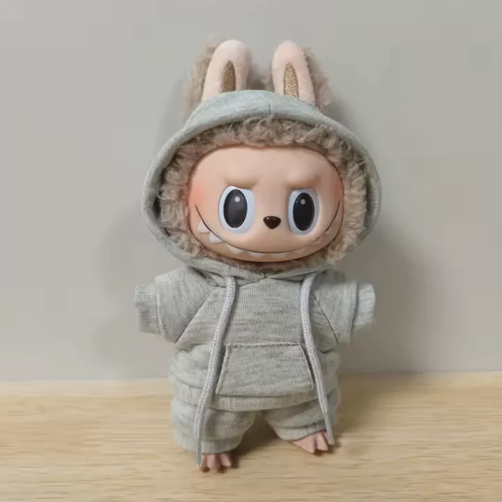 Labubu Two Piece Grey Hoodie Clothing Set
