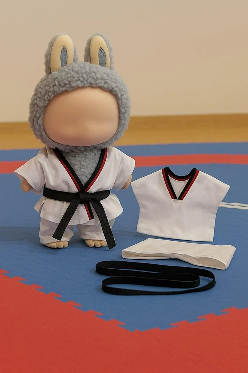 Labubu Taekwondo Outfit Black Belt