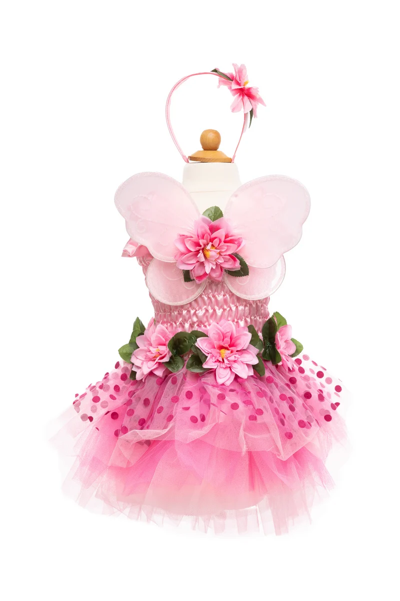 Pink Fairy Blooms Deluxe Costume Dress with Detachable Fairy Wings