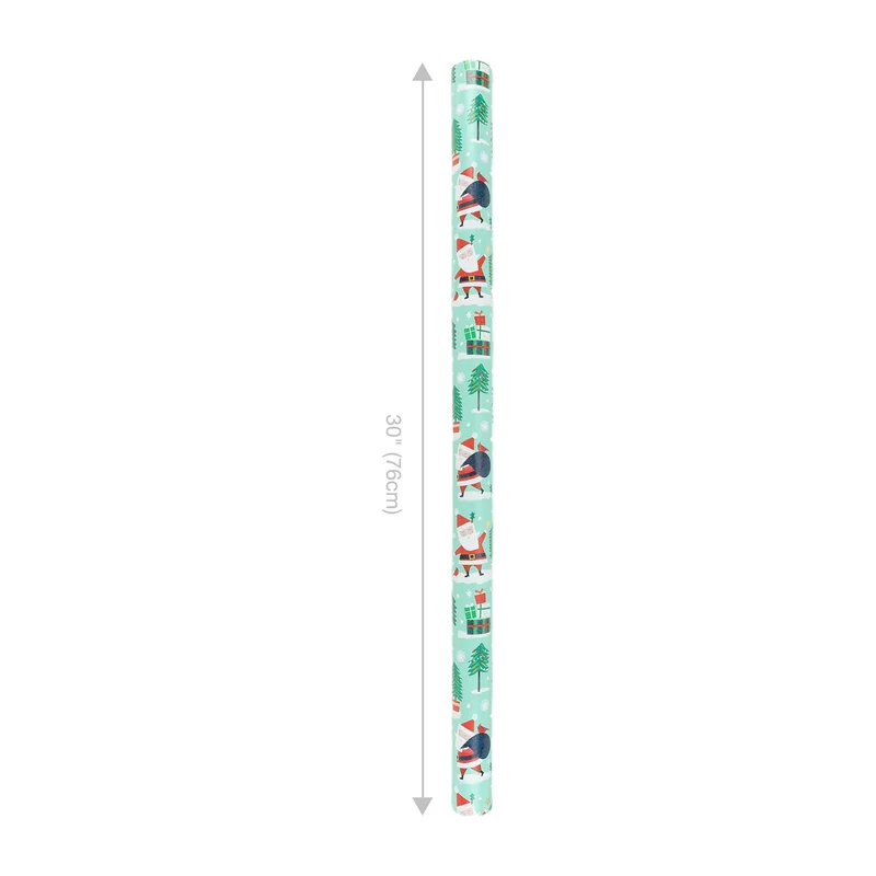 30" x 10' Holiday Reversible Wrapping Paper | Winter Friends Santa/Cardinal Present