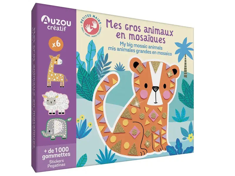 Coffret créatif - Mes gros animaux en mosaïques - Auzou