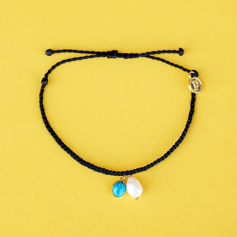 Pearl and Turquoise Charm Bracelet Gold PuraVida