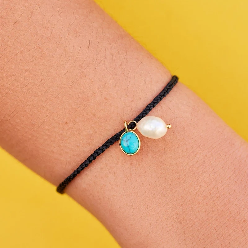 Pearl and Turquoise Charm Bracelet Gold PuraVida