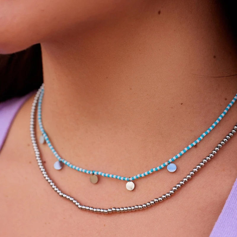Blue & Silver Cabana Necklace Set
