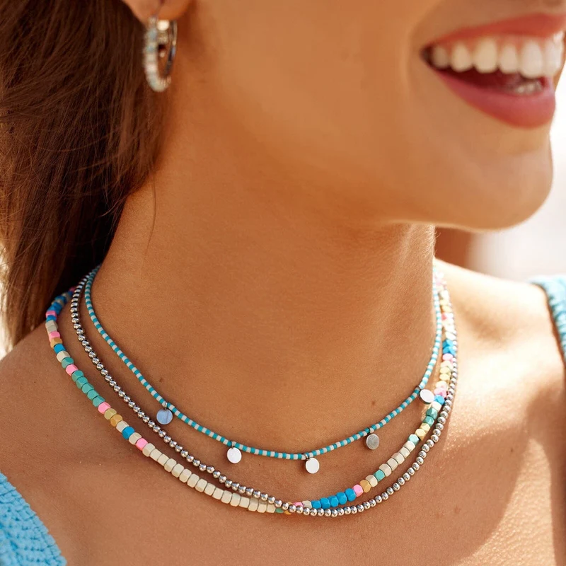 Blue & Silver Cabana Necklace Set