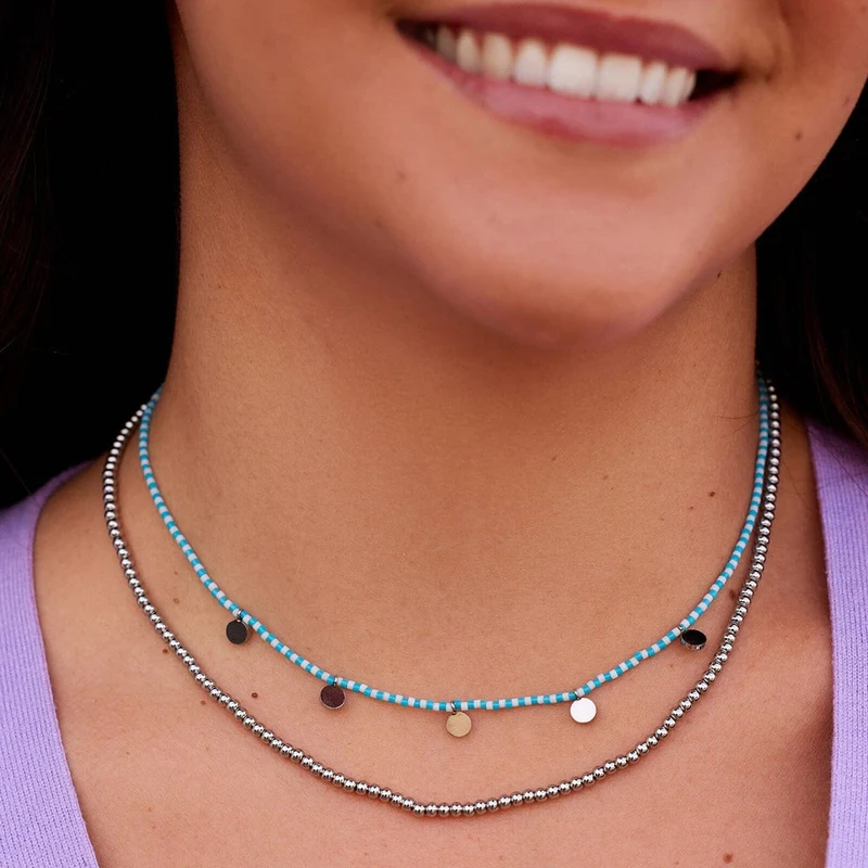 Blue & Silver Cabana Necklace Set