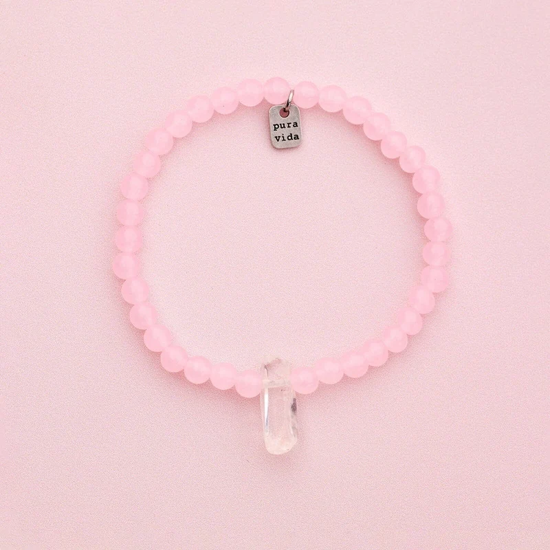 Rose Quartz intention Stretch Bracelet PuraVida
