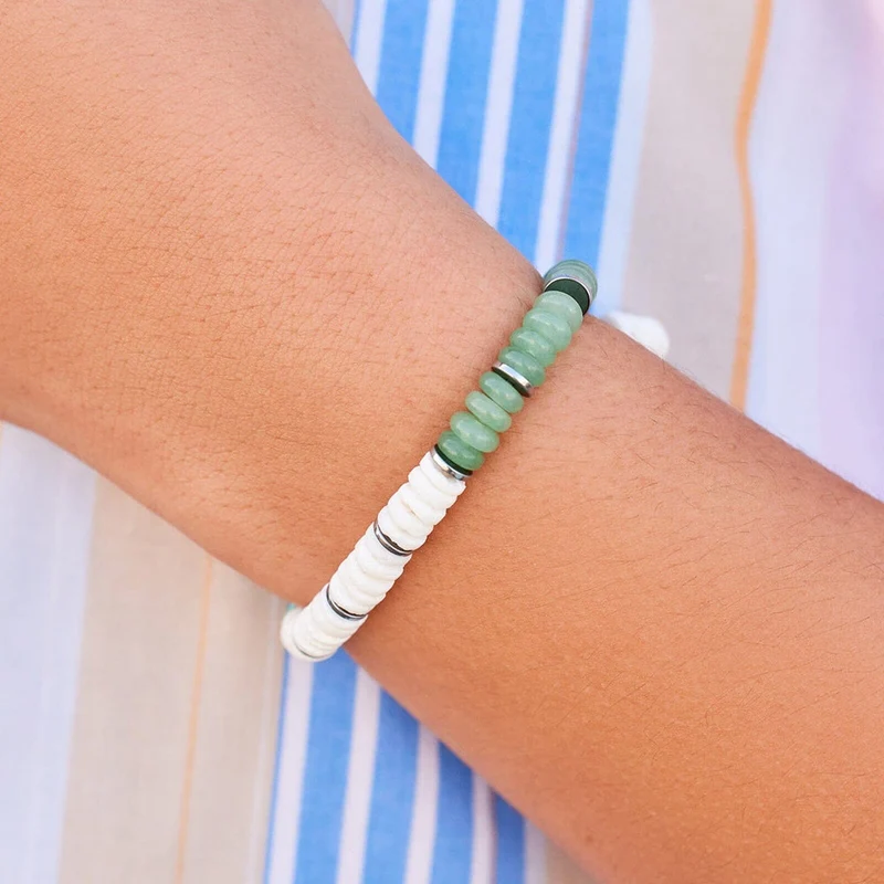 Carmel Mixed Bead Stretch Bracelet