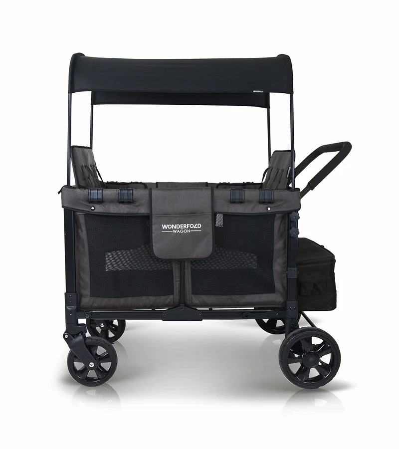 WonderFold W4 Original Quad (4 Seater) Stroller Wagon - Black