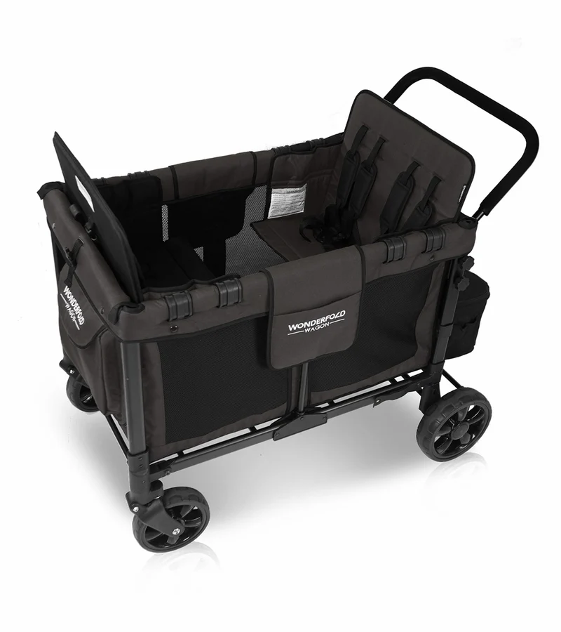 WonderFold W4 Original Quad (4 Seater) Stroller Wagon - Black