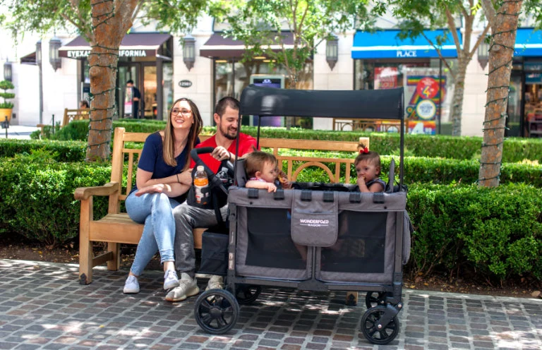WonderFold W4 Original Quad (4 Seater) Stroller Wagon - Black
