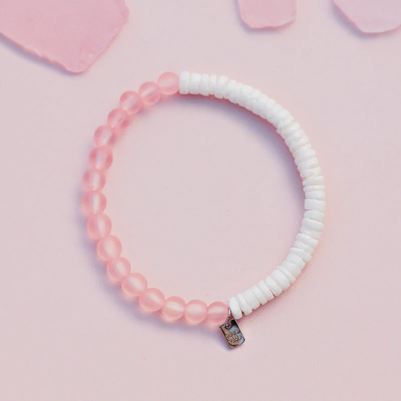 Puka Shell and Frosted Bead Stretch Bracelet PuraVida
