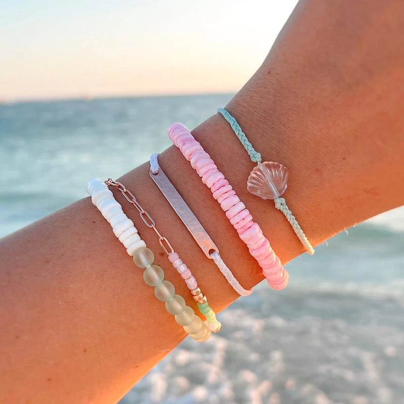Pink Puka Shell Cord PuraVida Bracelet