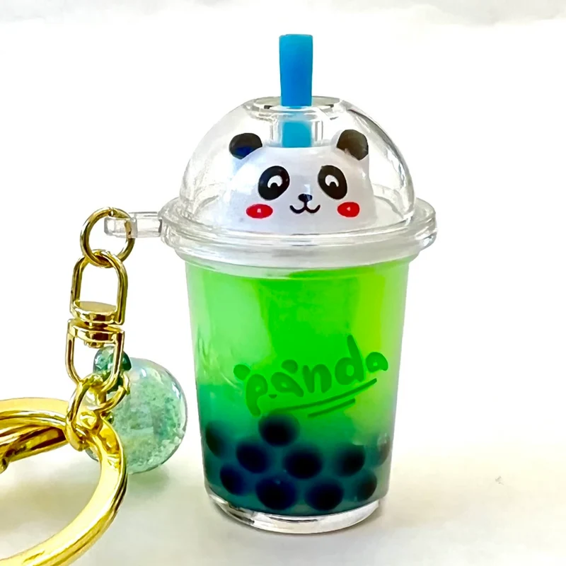 Boba Tea Panda Charm Keychain