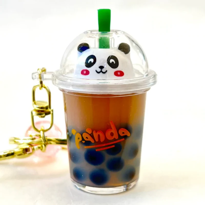 Boba Tea Panda Charm Keychain
