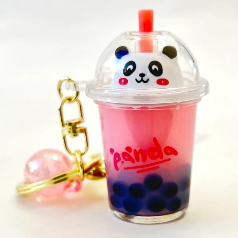 Boba Tea Panda Charm Keychain