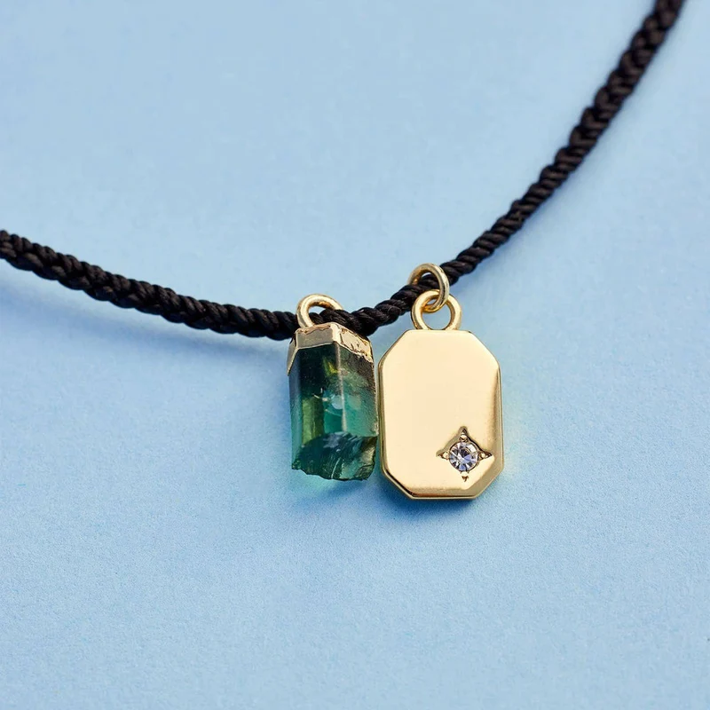 Raw Emerald Gold Charm Bracelet PuraVida