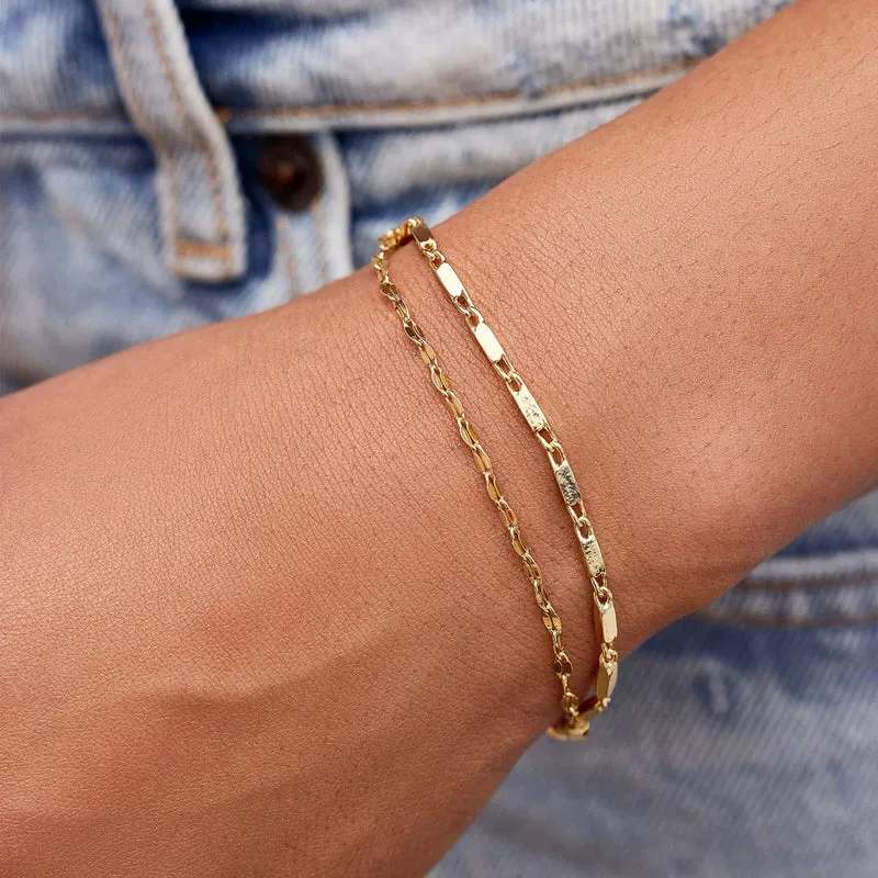 Metal Bead and Chain Stretch Gold Bracelet PuraVida