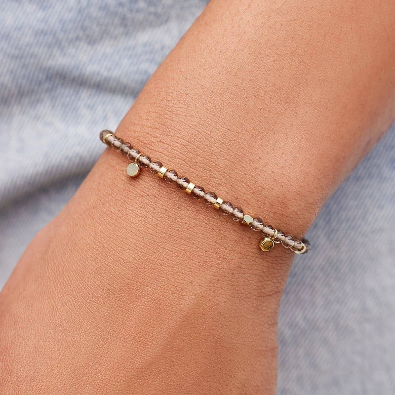 Smokey Quartz Beaded String Bracelet Pura Vida
