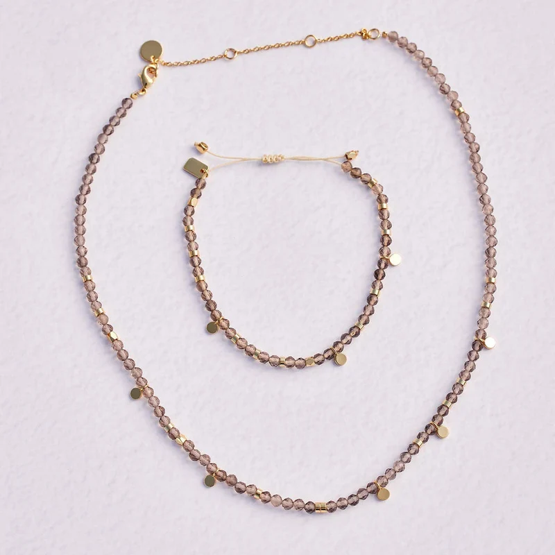 Smokey Quartz Beaded String Bracelet Pura Vida