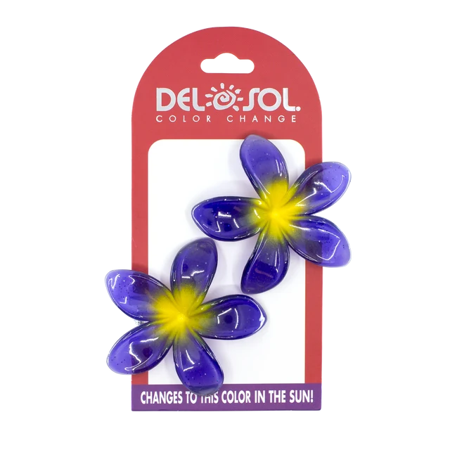 Plumeria Hair Clip UV Yellow Purple
