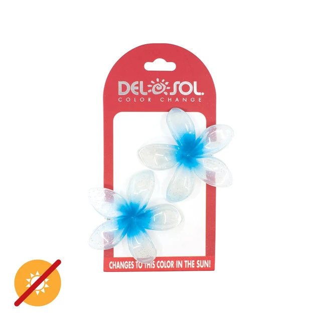 Plumeria Hair Clip UV Blue Red