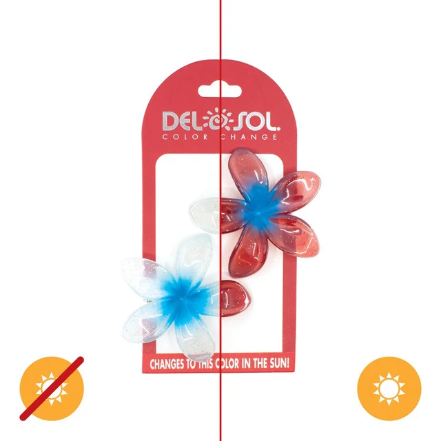 Plumeria Hair Clip UV Blue Red