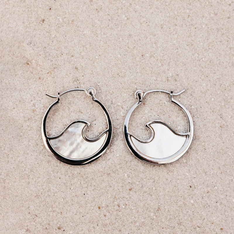 Mother of Pearl Mini Wave Hoops PuraVida