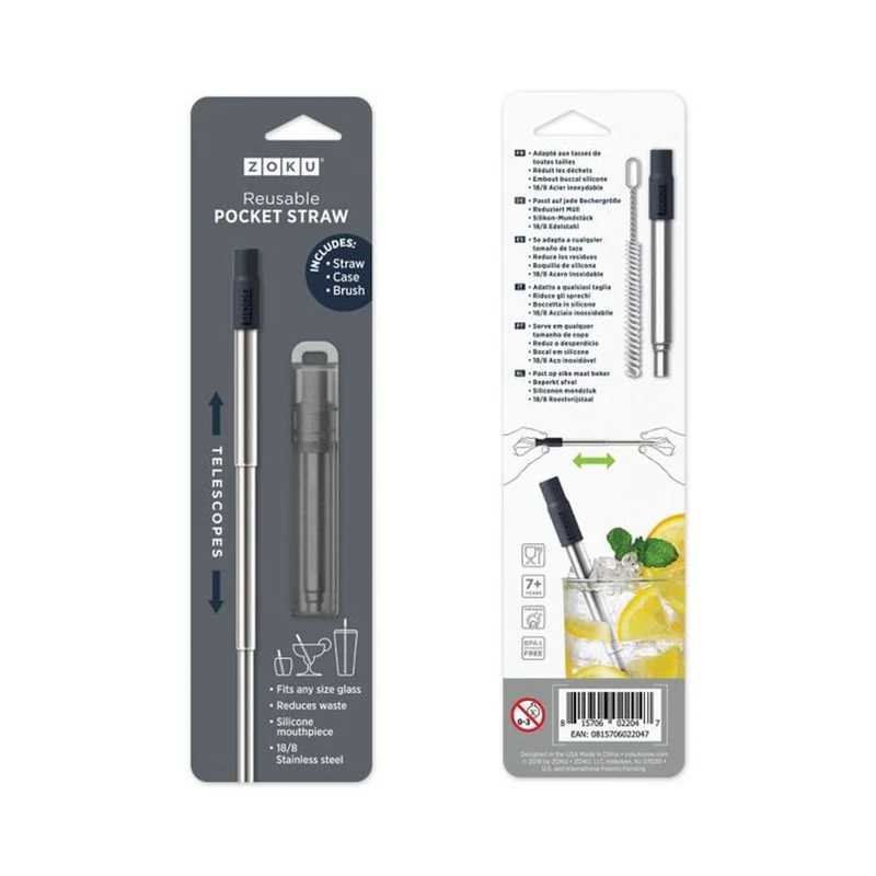 Zoku Stainless Steel Pocket Straw (Reusable)