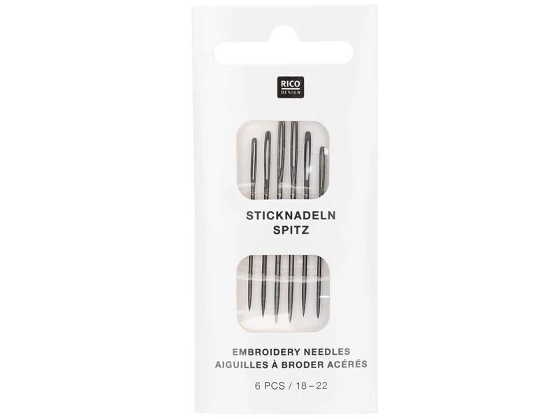 Assortiment de 6 aiguilles noires mattes broderie - Rico design
