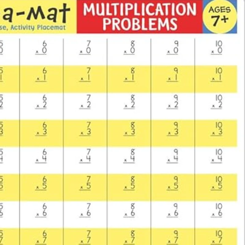 Multiplication Problems Write-A-Mat Learning Placemat