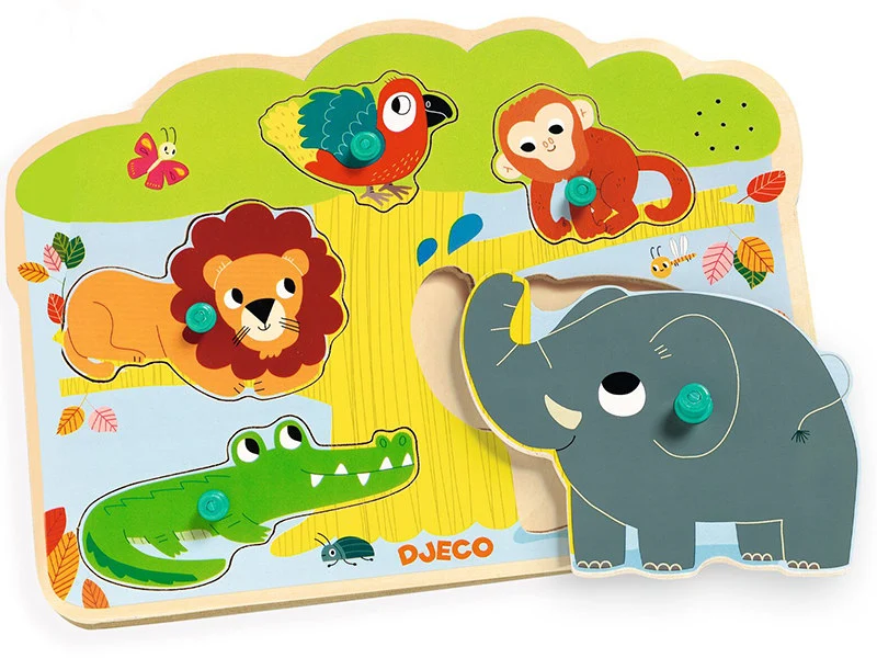 Puzzle sonore en bois - Baobab - les animaux de la savane