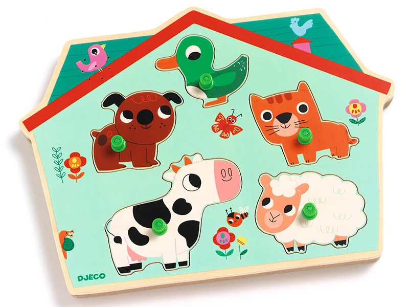 Puzzle sonore en bois - Ouaf woof - les animaux familiers