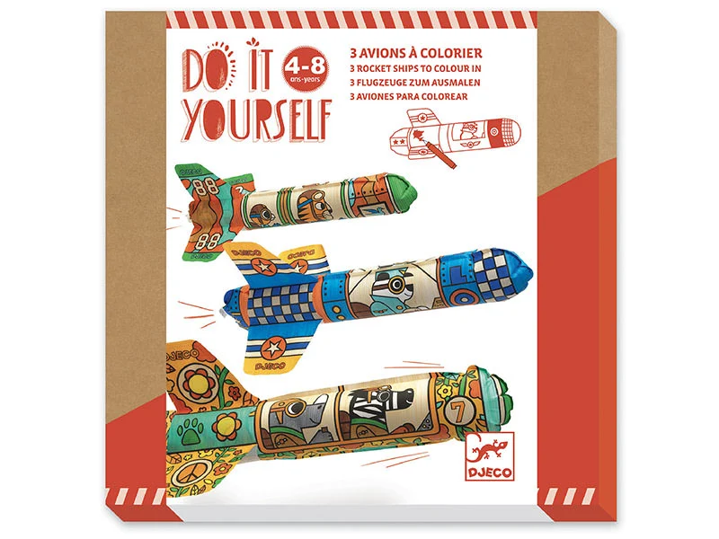 Coffret DIY -3 ballons en forme d'avions à colorier - Dans le ciel