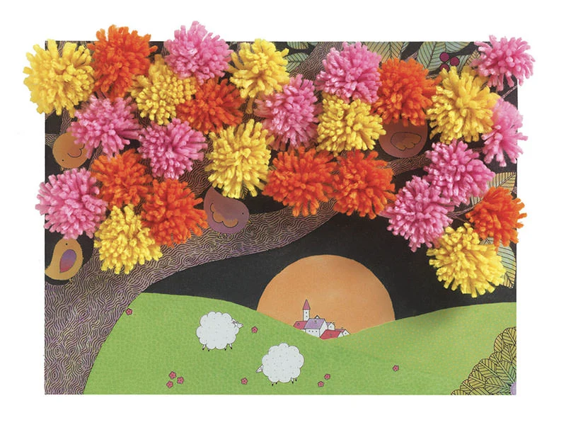 Collages des petits - Explosion de pompons