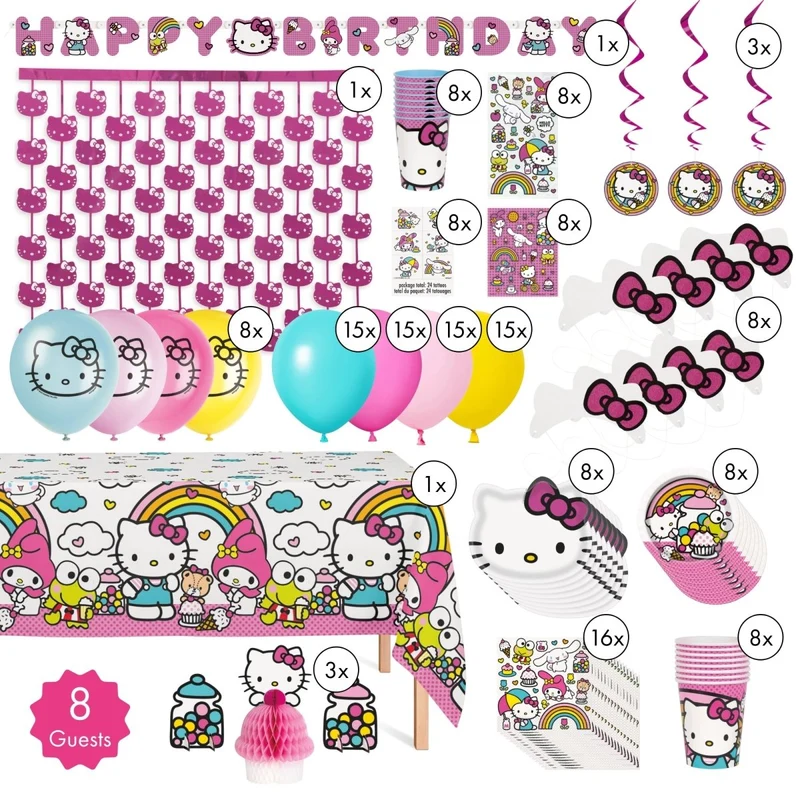 Hello Kitty Ultimate Birthday Party Supplies Kit, 8 Guests